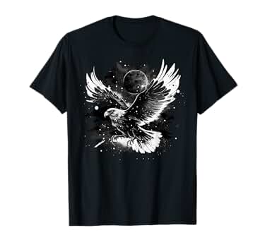 Amazon.com: Black and White minimalistic Eagle T-Shirt